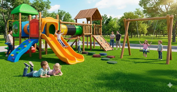 Saiba por que escolher grama sintética para playground